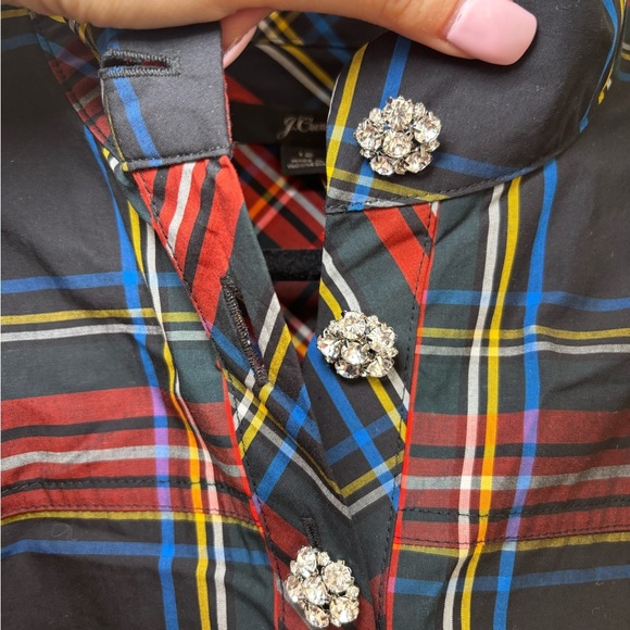 J.Crew - NWT Jewelled Button Popover Tunic in Stewart Tartan in Size 12 - Picture 5 of 13